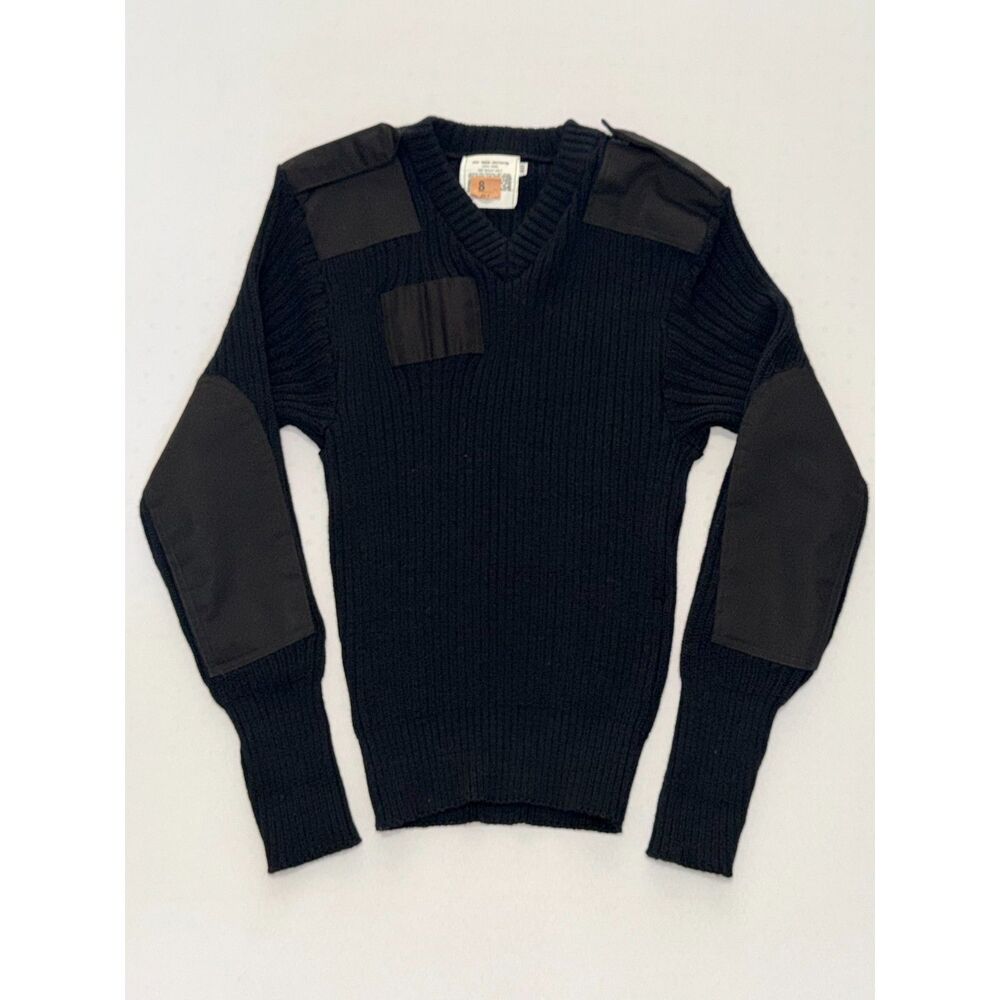 Jack Young Associates Black Knit Military-Style Sweater | 100% Wool | Size 40